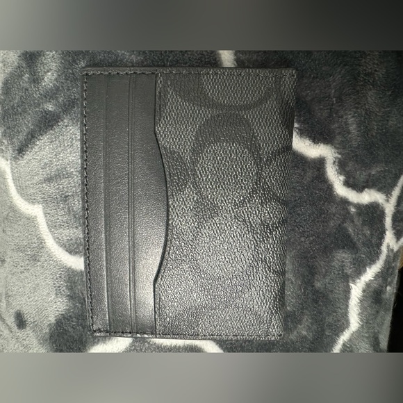 COACH Slim ID Signature Canvas Card Wallet Black - Picture 2 of 3